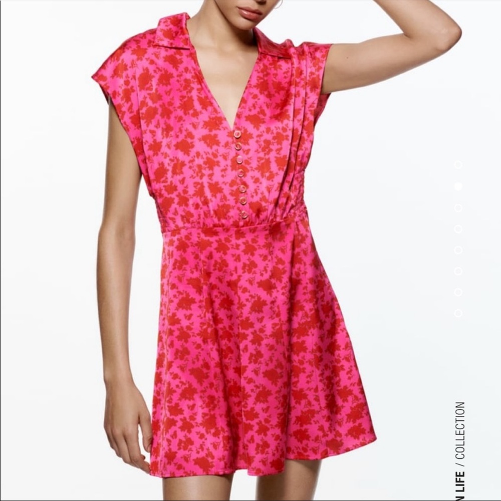 NWOT Zara satin effect pink & magenta dress 💗